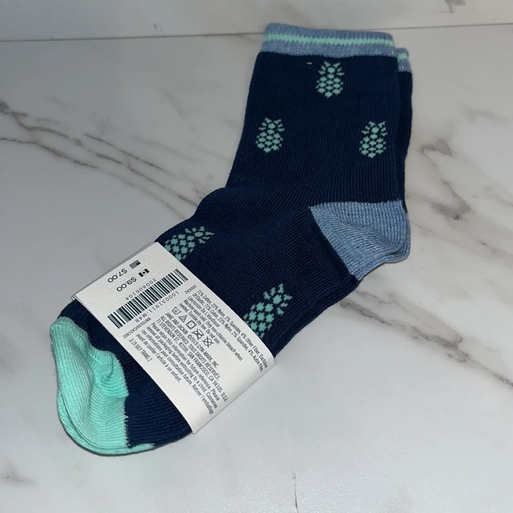 NWT Janie and Jack blue pineapple socks 4 - 5 years